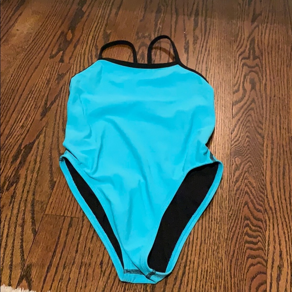 Jolyn Blue and Black One Piece Bathing Suit